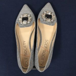 Sole society Libry embellished flat, navy/wh 7.5